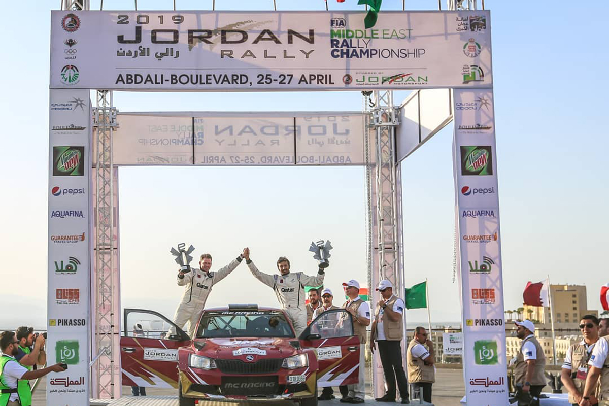 Abdulaziz Saadoun Al-Kuwari won the second place in Jordan Rally